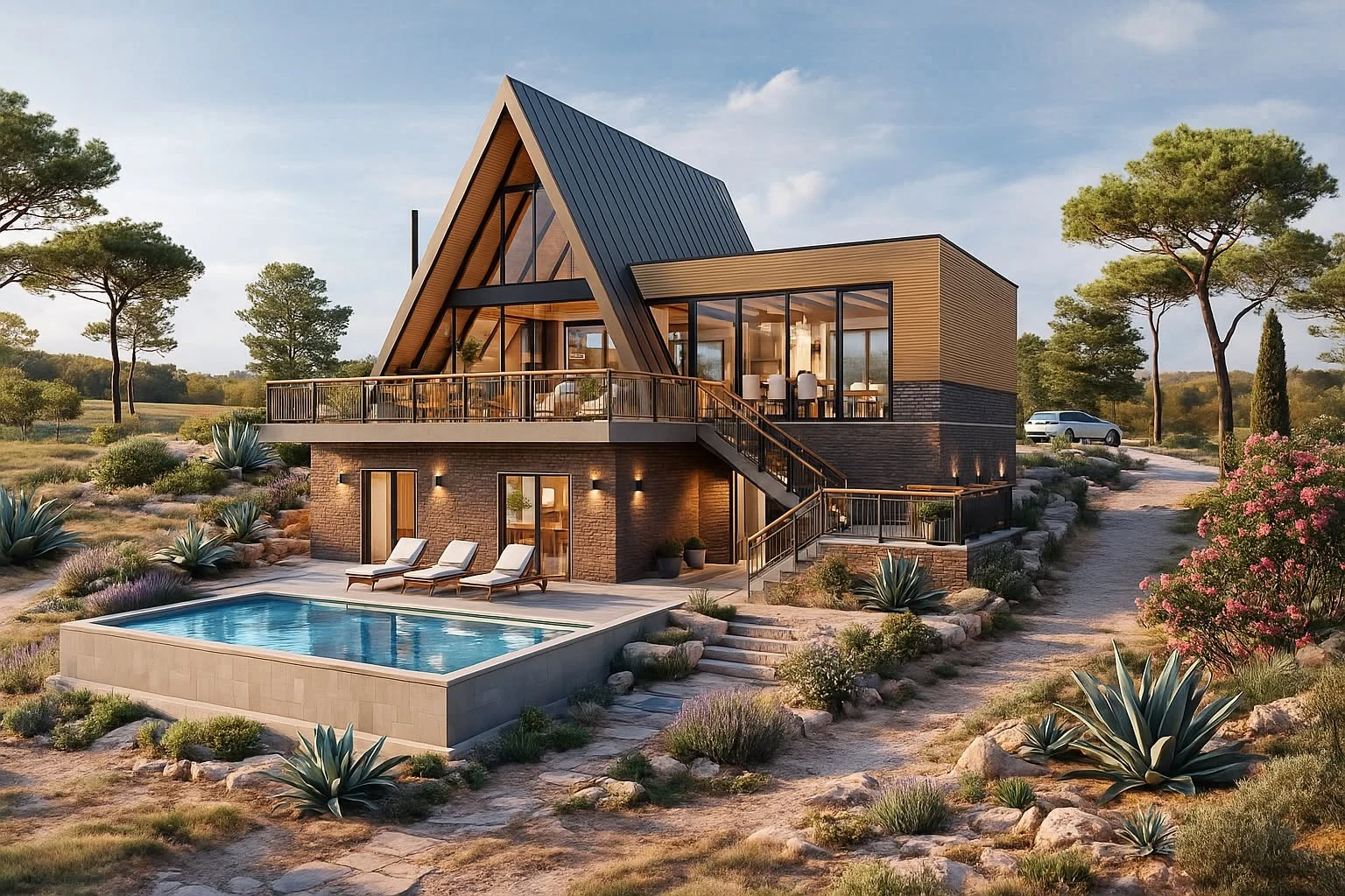 A-Frame Dora Mediterranean pool variation