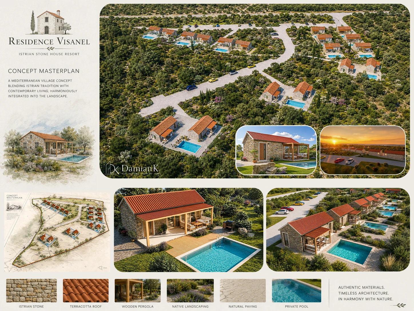 Residence Visanel Istrian stone house resort concept presentation