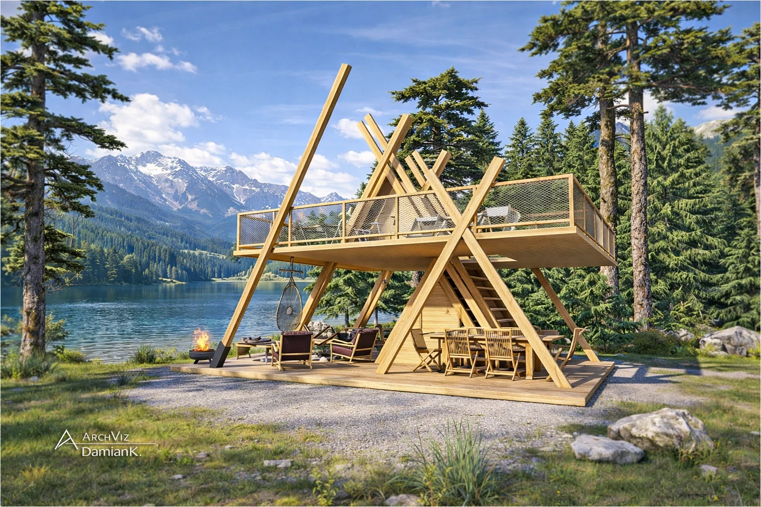 ANA Glamping Tower architectural visualization by Archviz Damian